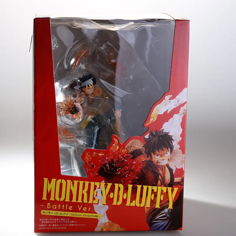 New One Piece Luffy Rubber Fire Fist 3D2Y Battle Ver. OP Zoro Monkey D Luffy Sanji PVC Action Collection Figure Model 14cm - Цвет: Real Boxed