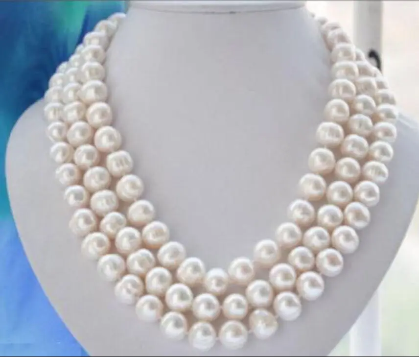 

Free Shipping >> REAL NOBLEST AAA+ 11-12mm AKOYA WHITE NATURAL PEARL NECKLACE 49" GOLD CLASP
