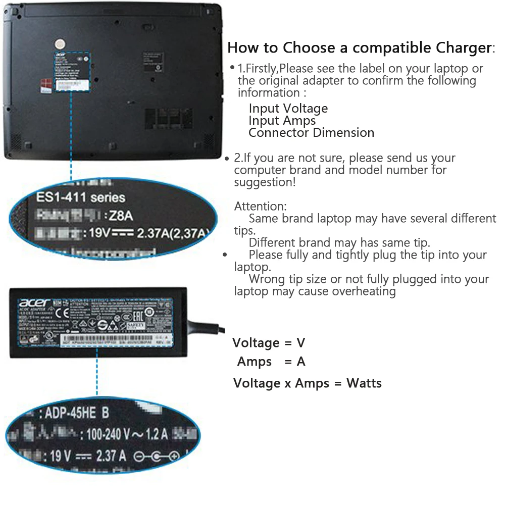 45W 19.5V 2.31A AC Laptop Power Adapter Notebook Charger for HP 740015-001 741727-001 740015-003 740015-002 741727-001
