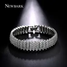 NEWBARK White Gold Plated 17cm 19cm Bracelet Luxury AAA+ Round Cubic Zirconia Bracelets For Women Fashion Wedding Jewelry