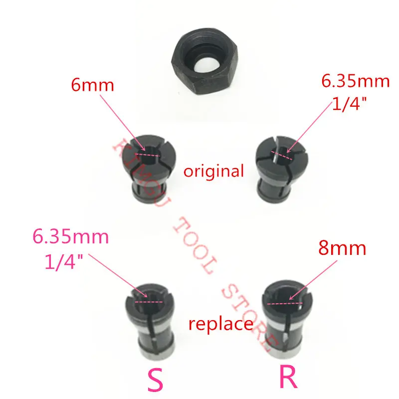 Collet for MAKITA 763637 1 1/4" 6.35mm 763615 1 763636 3 6mm RP0900K