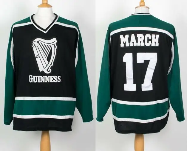 RARE VINTAGE IRELAND IRISH GUINNESS MARCH HOCKEY JERSEY Embroidery
