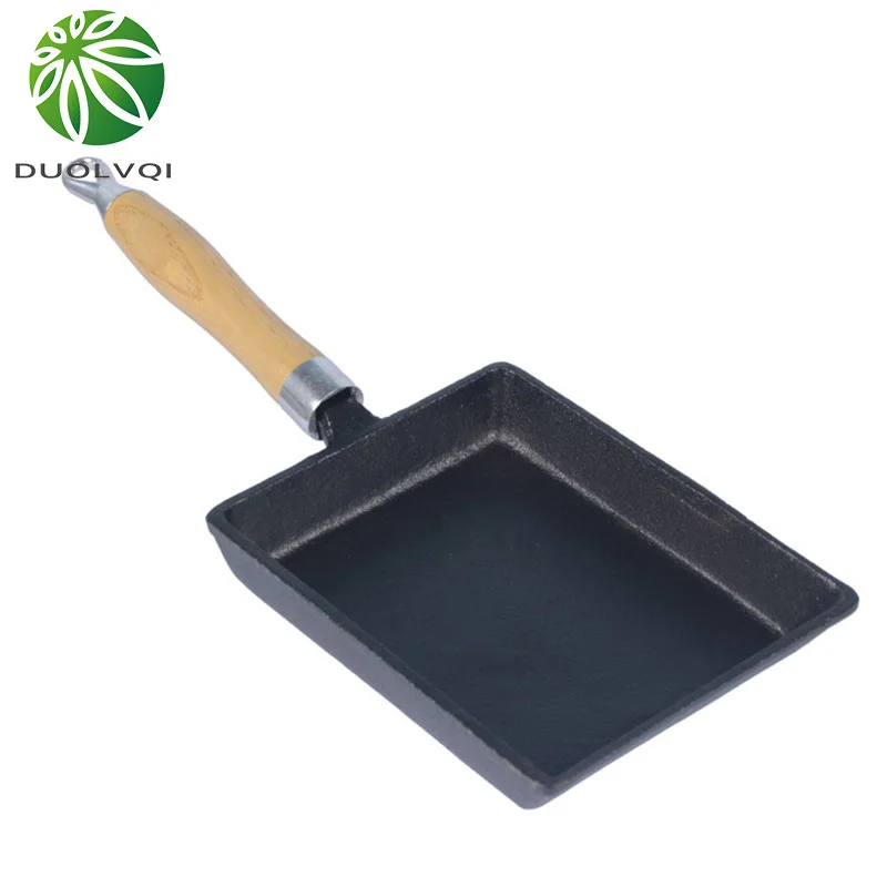 

Duolvqi Japanese Cast Iron Omelette Pan Non-stick Frying Pan Fry Egg Pan Pancake Pot Cookware 13x18cm