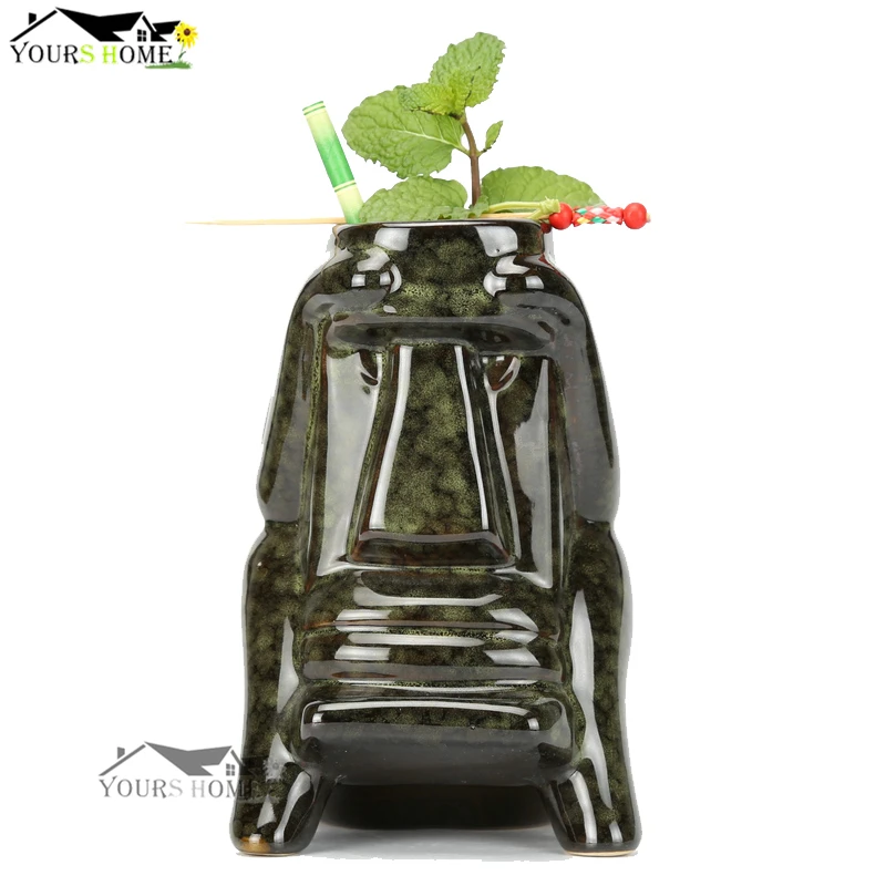 

750ml Hawaii Tiki Mugs Cocktail Cup Beer Beverage Mug Wine Mug Ceramic Ku.Ku.Kauioo Mug Bar Tool
