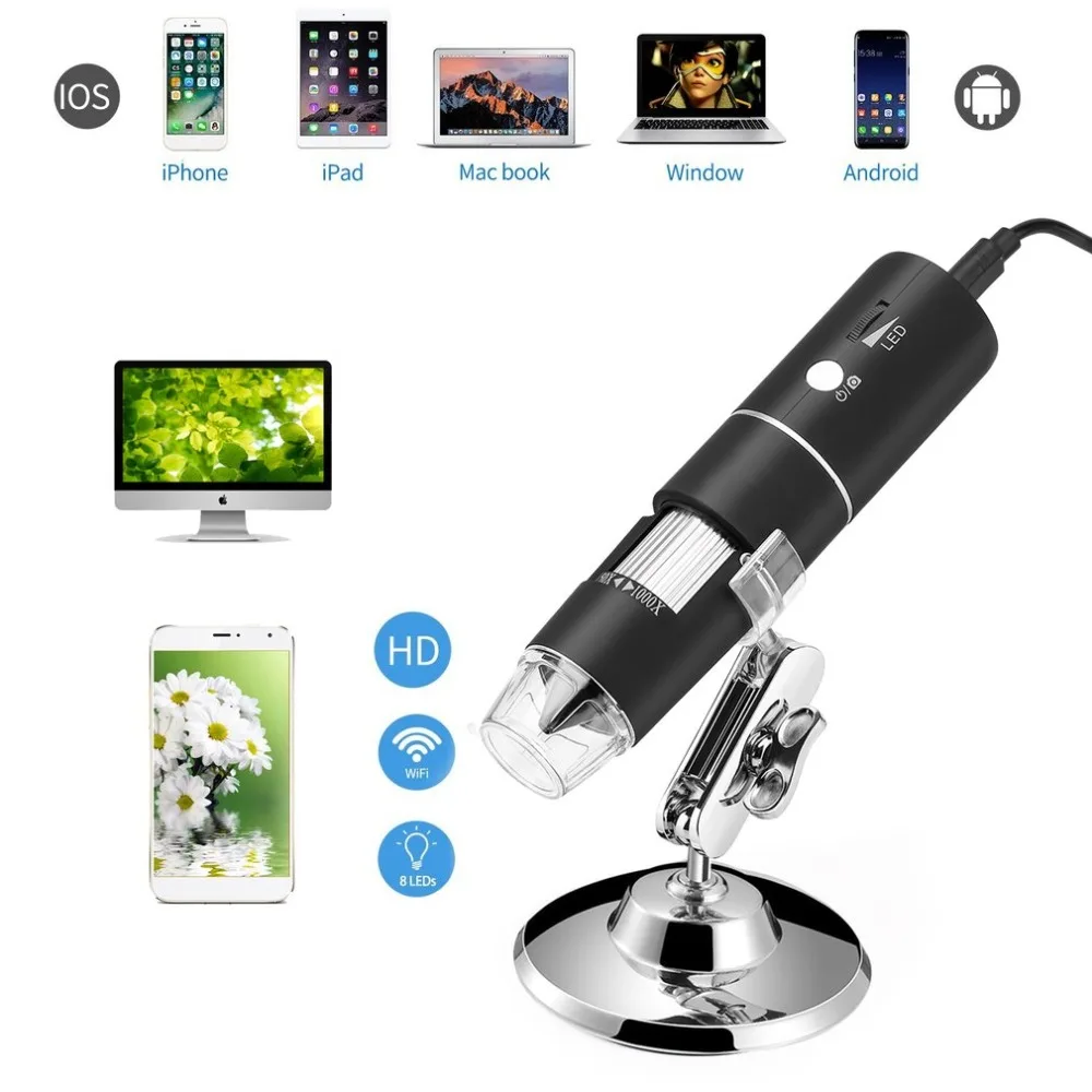

Hot 1000X 200M pixels 8 LED Electronic Microscope Digital Microscope Usb Professional Mount With stand ypcx01