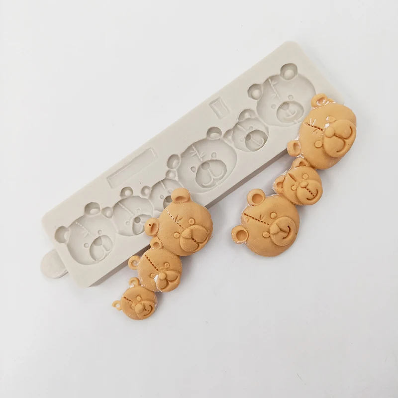 

minsunbak Cake Tools 6 Hole Cartoon Bear Silicone Mold Birthday Cake Decoration DIY Chocolate Gingerbread Baking Tools
