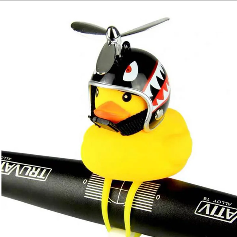 Best Bicycle Bell Duck Head Light Vibration Light Yellow Propeller Small Yellow Duck Helmet Bamboo Dragonfly Duck Shape Kids Toys 5