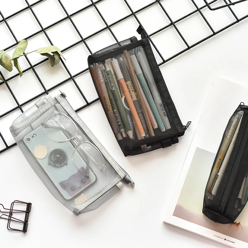 1 шт. Простой Прозрачный сетчатый чехол для карандашей органайзер хранения пенал