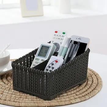

Uncovered Imitated Rattan Bathroom Makeup Sundries Storage Organizer Basket Useful