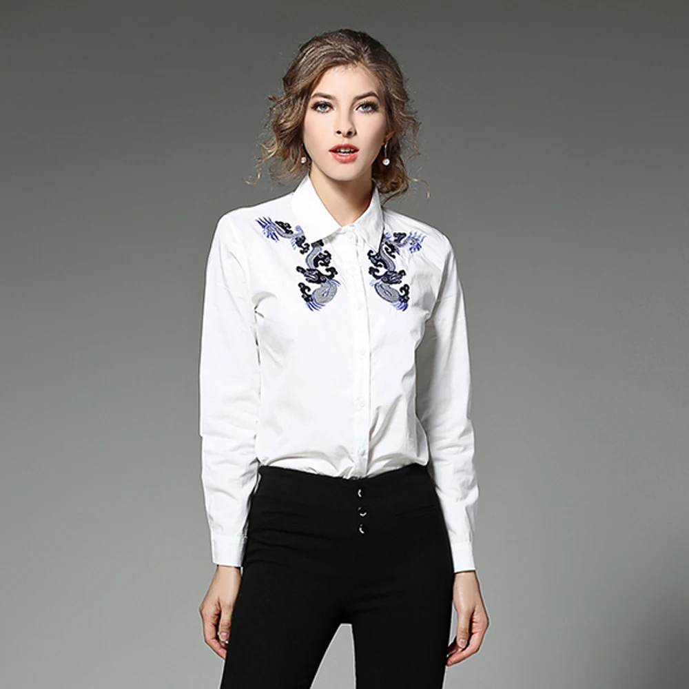 2018 Casual Solid Women Shirts Turn down Collar Blusas