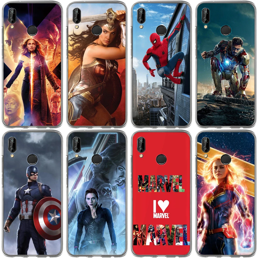 

Miracle Case For Huawei P30 P20 Mate20 Lite 9 10 P10 Plus P8 P9 2017 Hero Iron Man Captain America Black Widow Spiderman Cover