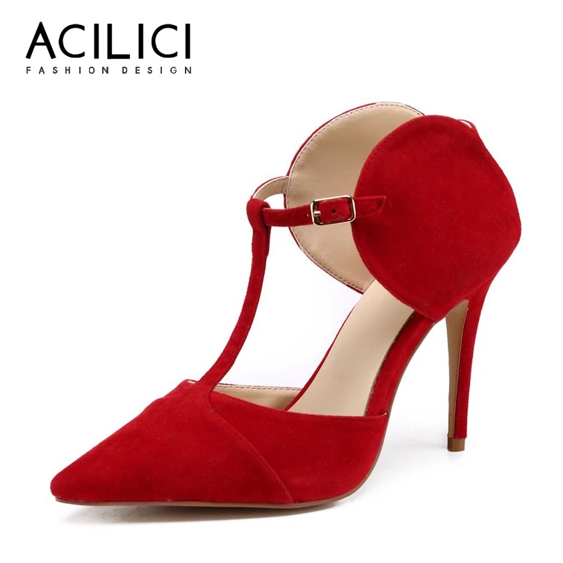 

Women Sandals Pointed Toe Fashion Super High Heel Buckle Stiletto Sandals T-strap Party Women Shoes