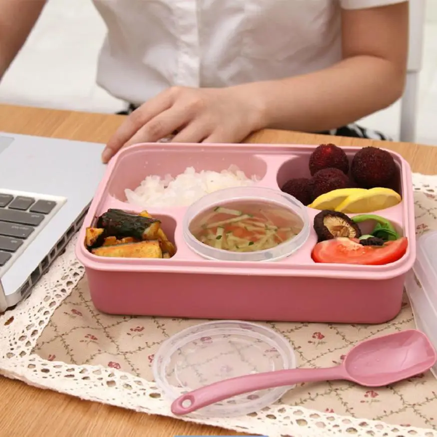 Five Plus One Lunch Box With Spoon Heat Resistant Lunch Box Fruit