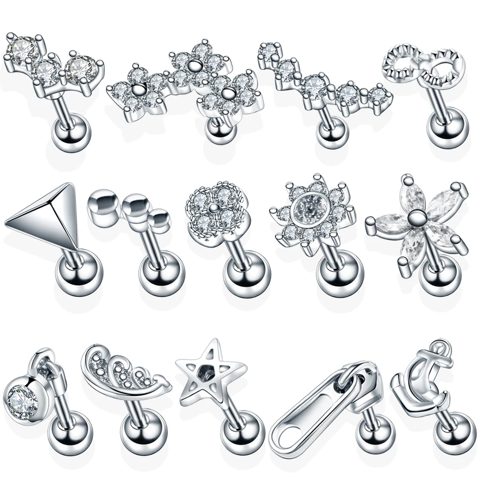 Piercing industriel oreille bouquet de fleurs plaqué or rose