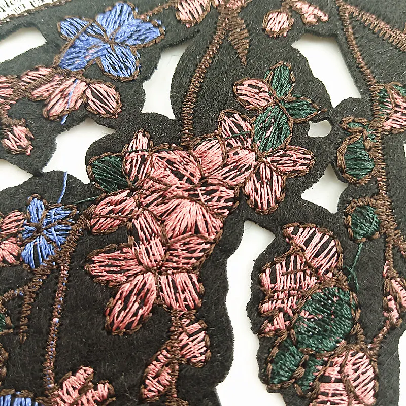 Sew On Embroidery Crane Bird Patch Embroidered Flower Patches (5)