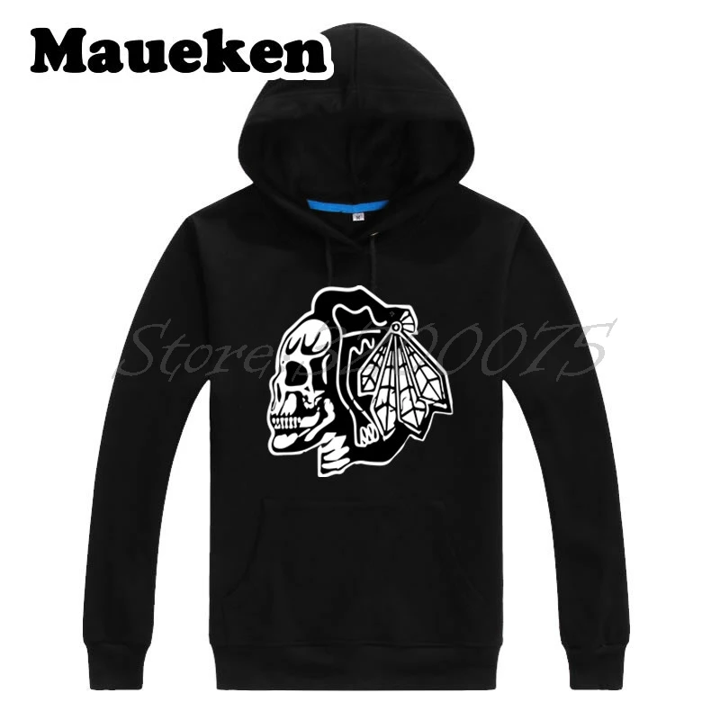 skull blackhawks hoodie