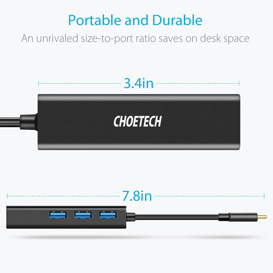 CHOETECH кабель-Переходник USB C на Gigabit Ethernet адаптер RJ45 Порты и разъёмы& 3-Порты и разъёмы USB 3,0 Порты и разъёмы для // MacBook/Surface Book 2