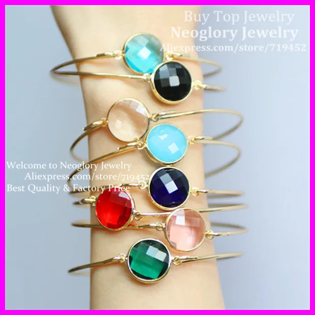 

10pcs Exquisite Bangle Mix Color Round Faceted Glass Quartz Beads Bracelet metal Bangle Gems Druzy Quartz Beads Cuff Bangle