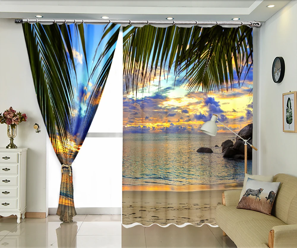 Пляж в сумерках фото затемненные шторы 3D