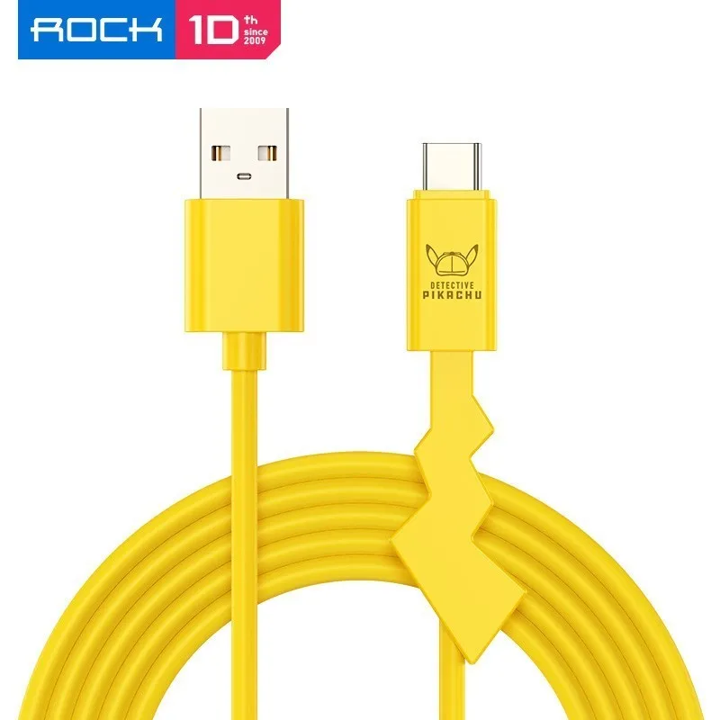 

Rock USB C Cable Lighting Cable Pokemon Detective Pikachu Derivative Charger Cord Fast Charging Cord For Samsung A50 For iPhone