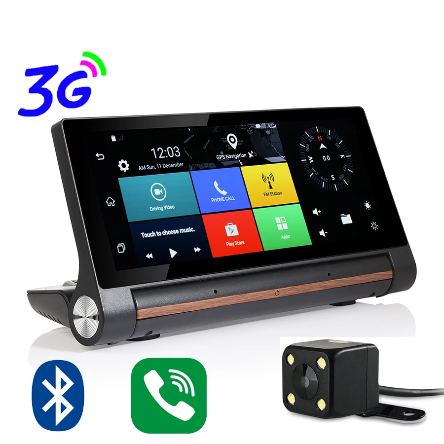 Udricare 7 дюймов 3G Wi-Fi Bluetooth GPS DVR Android 5.0 Двойной объектив видео Регистраторы FHD 1080 P