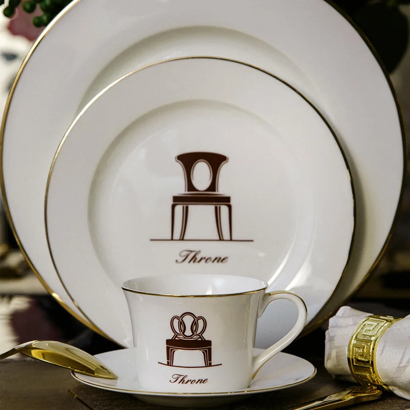 European Bone China Cutlery Set Plate Afternoon Tea Snack Plate Coffee