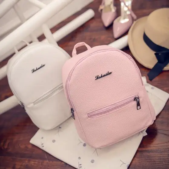 

Women Small backpack Sweet College Wind Mini Shoulder Bag High quality PU leather Fashion girl candy color female bag