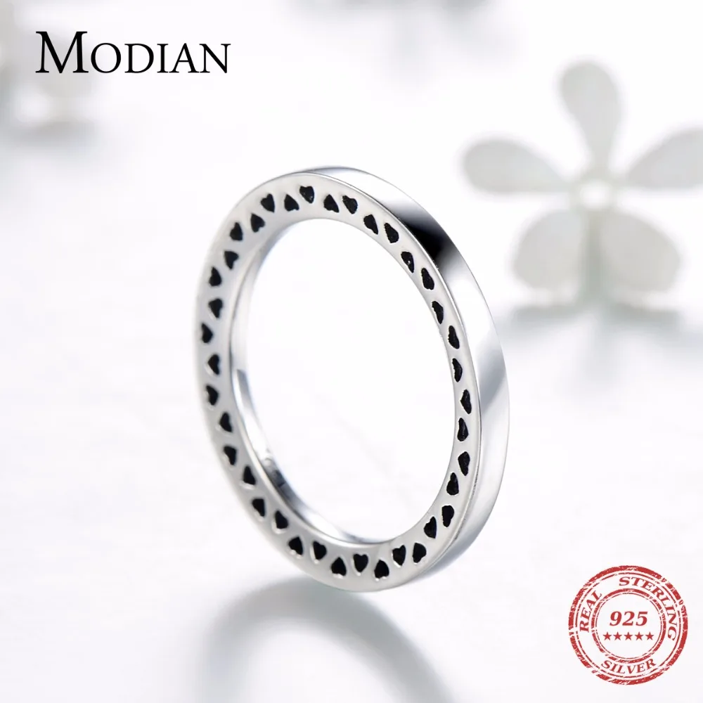 Modian, 3 цвета, настоящее 925 пробы, Серебряное сердце, кольца, простые, штабелируемые, модные, инстаграм, ювелирные изделия для женщин, тонкая пара Gfit