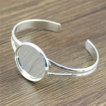 

1pcs 6 Styles Fit 25mm Glass Cabochon Shiny Silver Color Adjustable Bangle Setting Base Jewelry Findings Jewelry Accessories