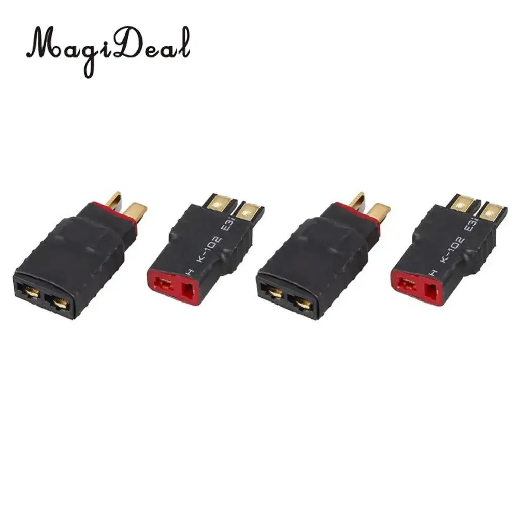 MagiDeal 4Pcs/Lot Plastic Wireless Traxxas FM to T-Plug M&Traxxas M to T Deans Connector Adapter for RC Car Battery Charge Parts