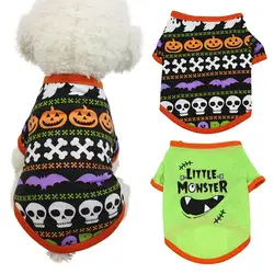 Хеллоуин кошка собака хлопковая Футболка собачья жилетка, одежда для маленьких собак пальто для Чихуахуа Одежда для домашнего питомца