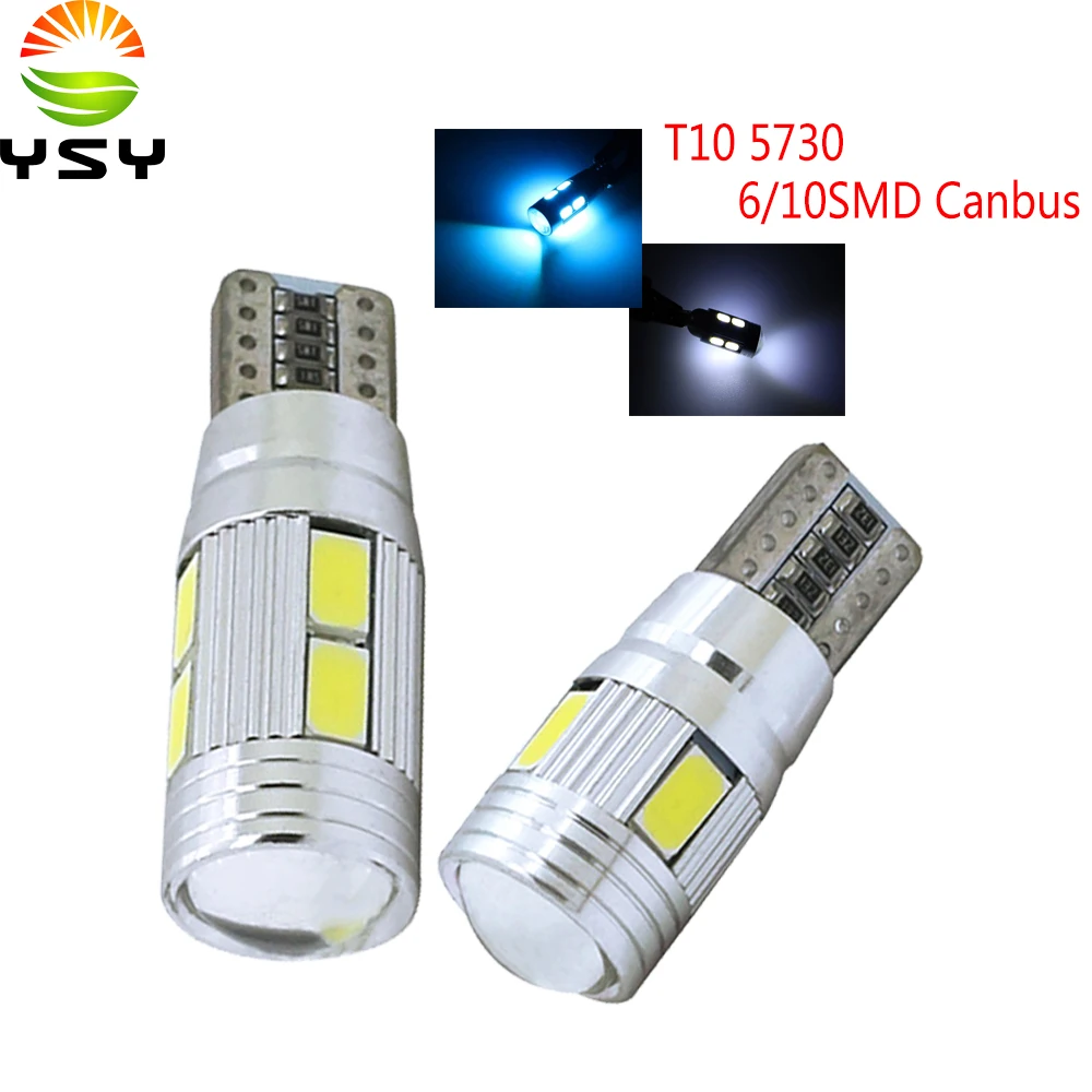 YSY 100X T10 W5W canbus без ошибок 10SMD 6SMD 5630 5730 Светодиодные клиновидные лампы высокой