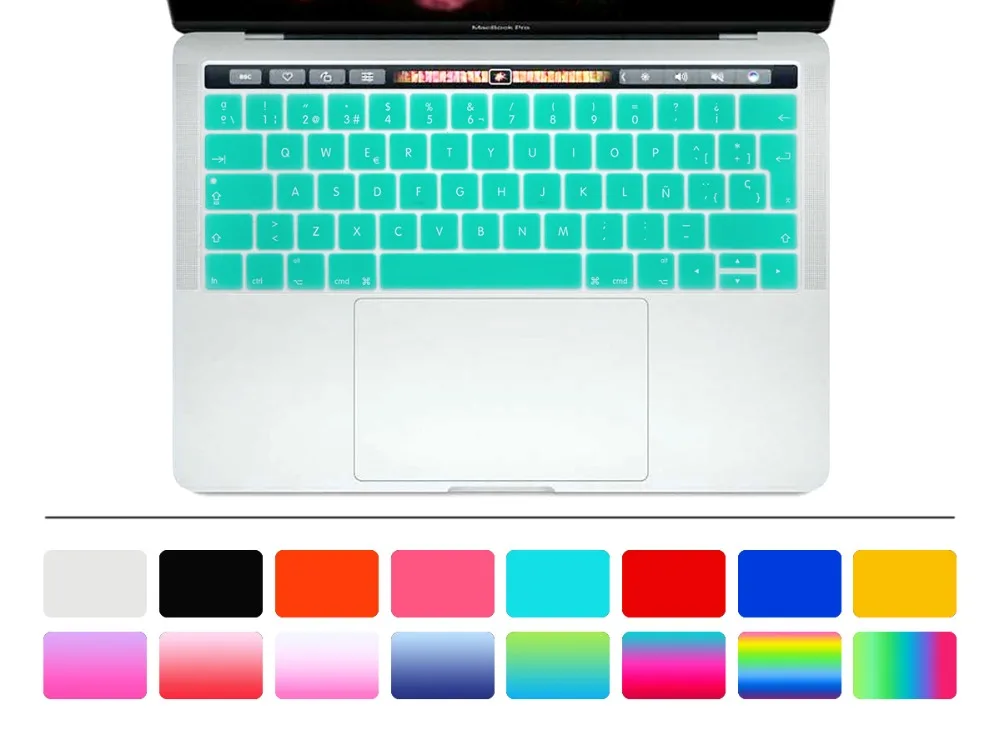 

Spanish Spain EU Silicone Keyboard Cover Case Skin For New MacBook Pro 13" A1706 A1989 and Pro 15" A1707 A1990 With Touch Bar