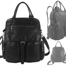 Модный корейский женский кожаный рюкзак из натуральной кожи, мужской школьный рюкзак, женский рюкзак для девочек, черный M075