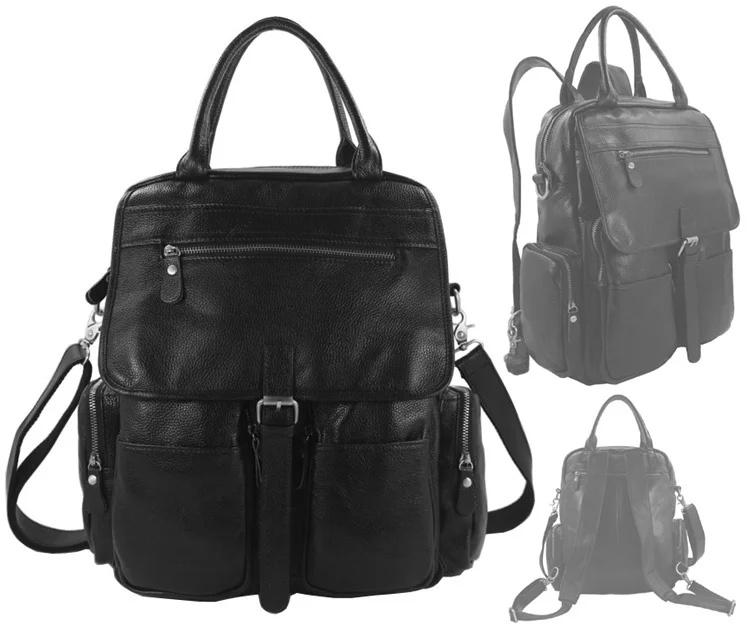 

Fashion korean women leather backpack genuine leather backpack school backpacks girls hiking rucksack Black free shipping M075#