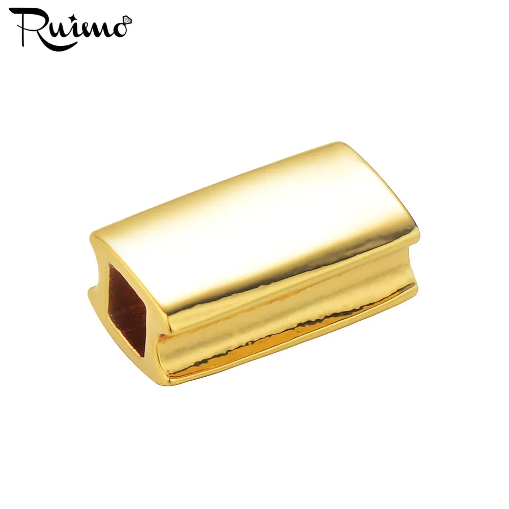 

RUIMO High Polished Gold Black Rose Gold Color Spacer Beads Square Shape Small Hole Beads For DIY Macrame Bracelets Making 5pcs