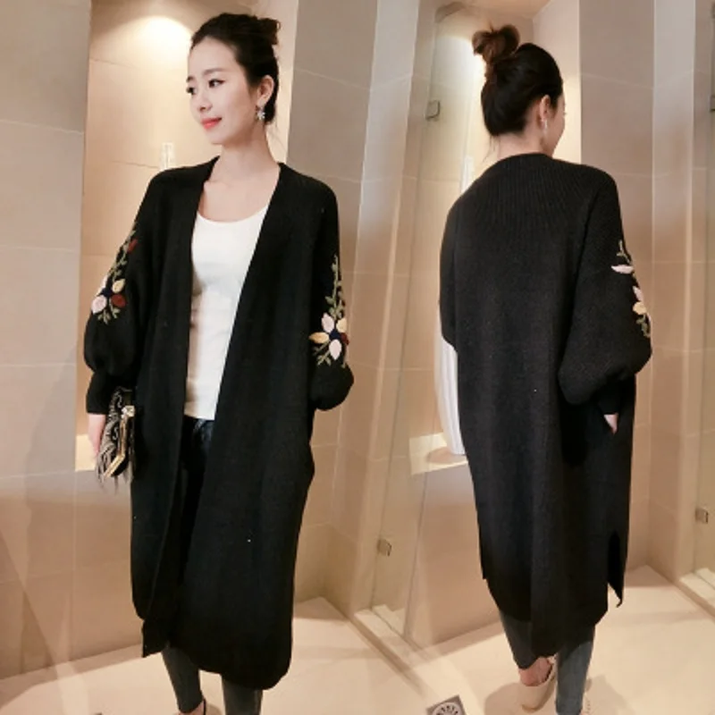 HIGH QUALITY 2018 Autumn Winter Fashion Women Long Sleeve Cardigan Floral Sweater Womens Knitted Female Cardigan Femme SW573
