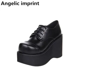 

Angelic imprint woman mori girl lolita cosplay shoes lady high heels pumps women princess dress party shoes lace up 33-47 10cm