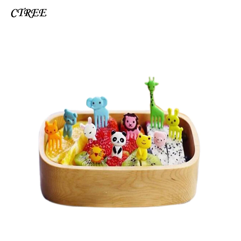 

CTREE 10 Pcs Home Mini Fruit Forks Animal Mini Panda Cartoon Sign Resin Fruit Toothpick Lunch Children Decorative Food Fork C398