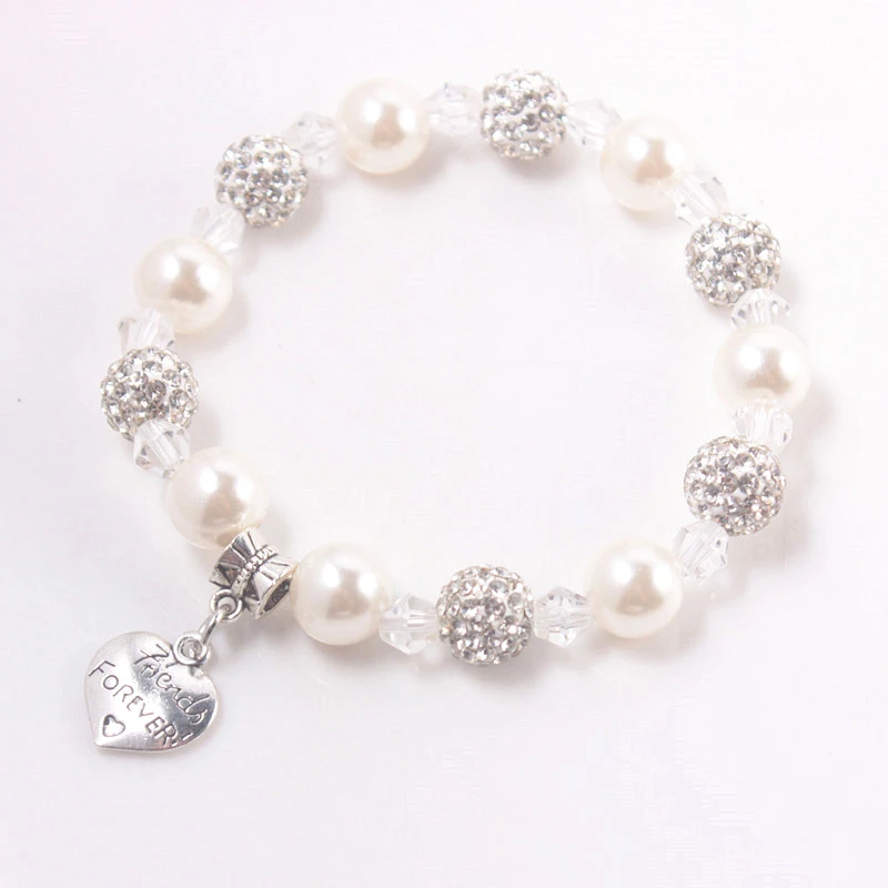 Regalo Hermanas y mejores amigos pulsera joyería con bolas diamantes de imitación perla BFF hermanas siempre amigos para de hilo| - AliExpress