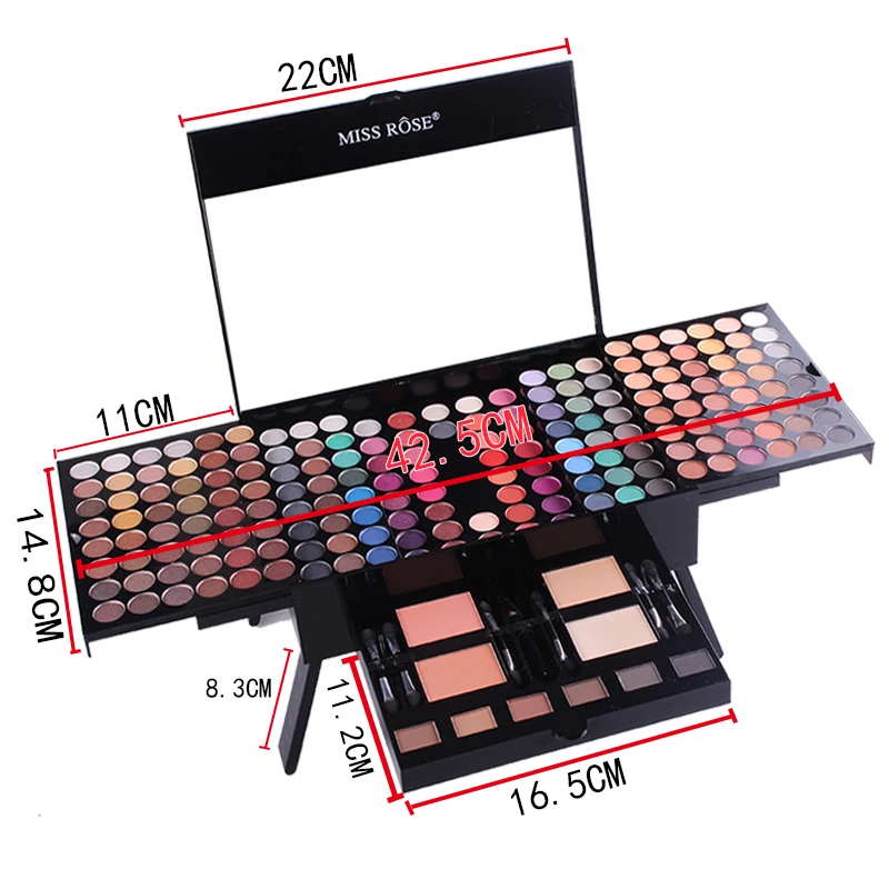 Rosa em Forma de Piano Conjunto de Maquiagem Blush em pó Miss Sombra Blush Sobrancelha Paleta Kit 180 Cores Completo Pro Conjunto Matte Shimmer Novo 13 High Quality Beleza e saúde