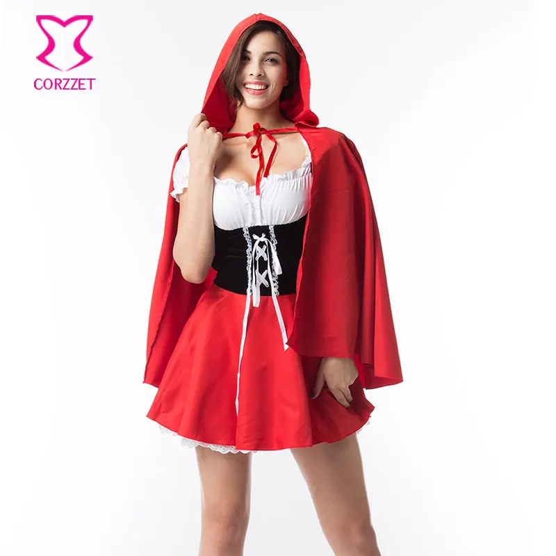 New Short Ladies Soft Little Red Riding Hood Cape /& Hood Cloak Fancy Dress Adult