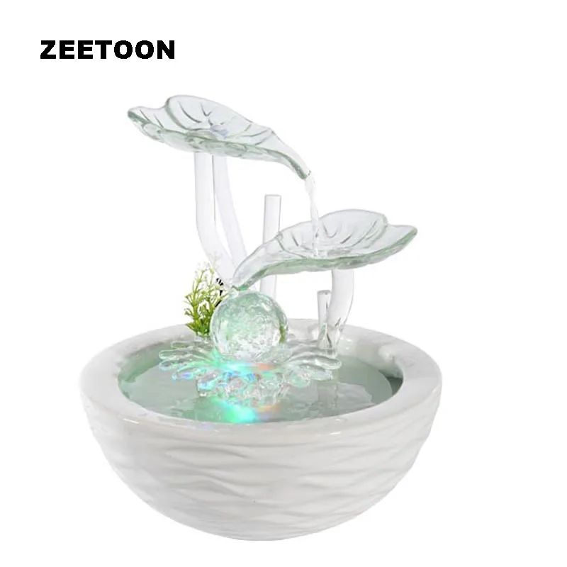 110-220V Creative Glass LED Light Fountain Air Humidifier Feng Shui Ornament Lucky Crystal Ball Office Water Features Home Decor | Дом и сад