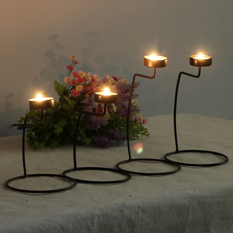 Simple Romantic Candlelight Dinner Table Iron Candlestick Ornaments Wedding Photography Props Candel Holders