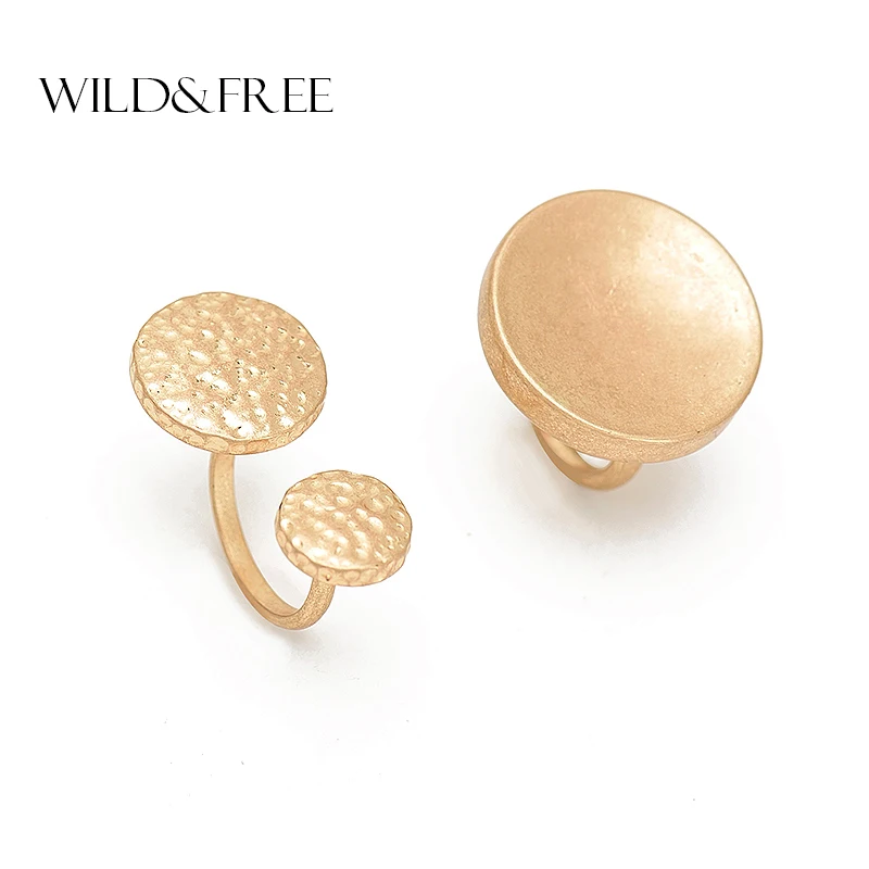 

Women Vintage Gold Round Cuff Ring for Women Vintage Zinc Alloy Gold Silver Plated Adjustable Bohemian Midi Female Ring Jewelry