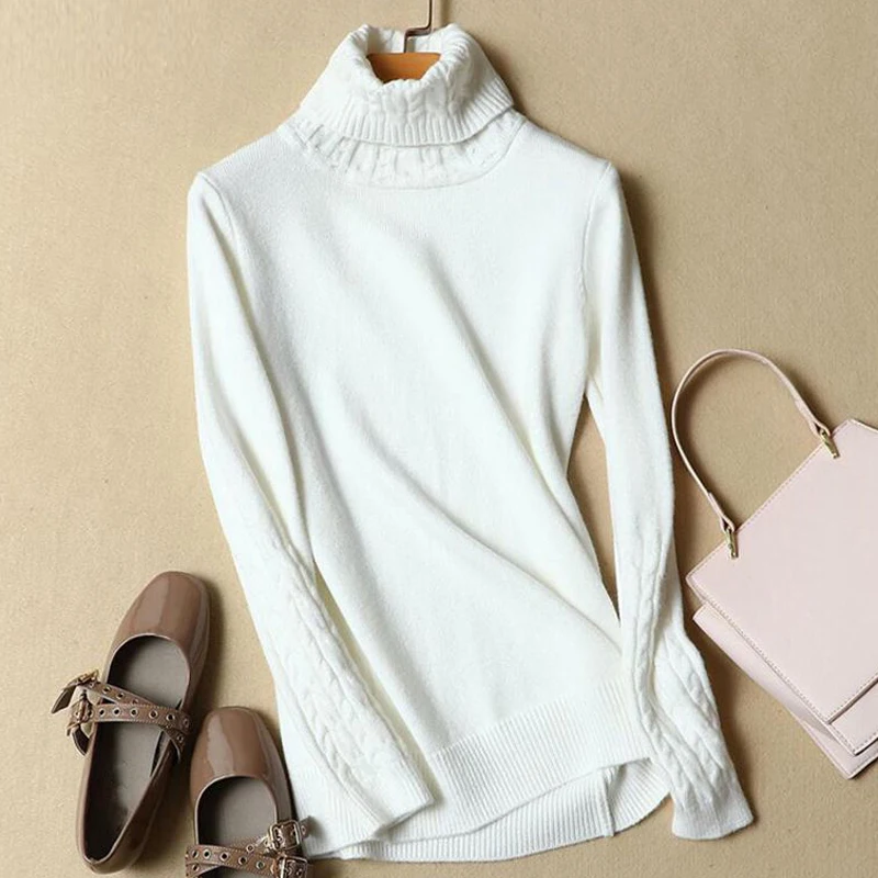 

High Quality Turtleneck Sweater Women Winter Thick Pullover Solid Knitted Sweater Tops for Women Autumn Female Warm Sweater
