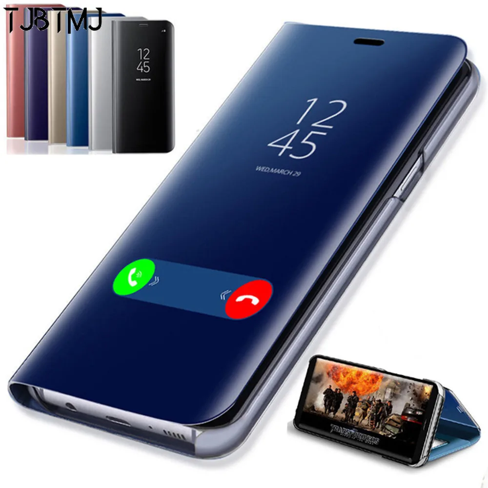 

TJBTMJ Mirror Flip Case For Samsung Galaxy S10 S8 S9 Plus A6 A8 J4 J6 Plus S7 Edge A30 A50 Note 9 8 J7 prime J7 2018 Cover