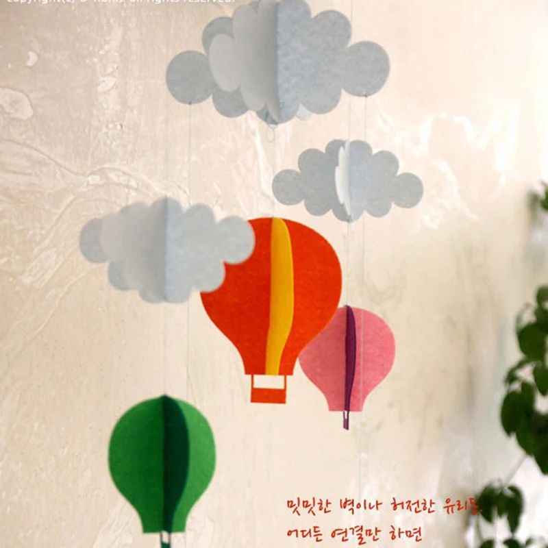 3d Felt Hot Air Balloon Baby Shower Non Woven Cloud Banner