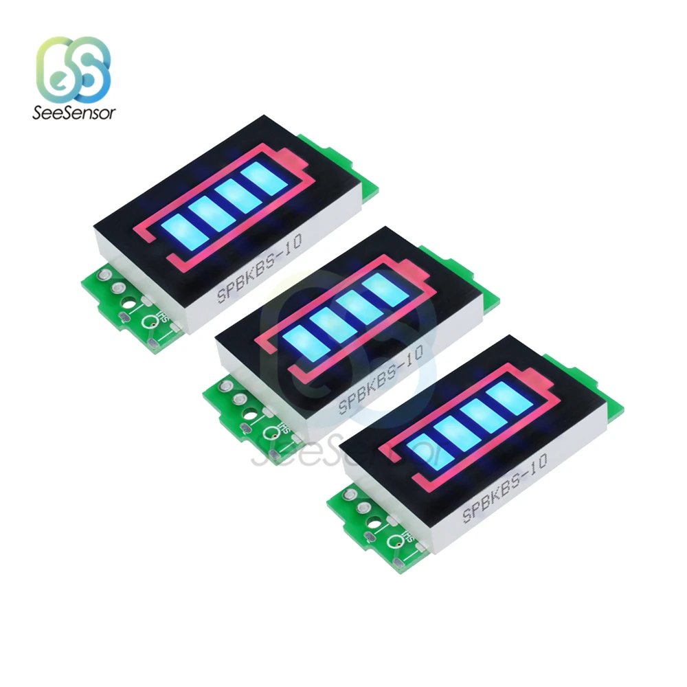 

3Pcs 12.6V 3S Li-po Li-ion Lithium Battery Capacity Indicator Module Blue Display Electric Vehicle Battery Power Tester