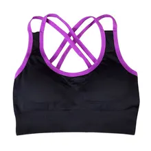 Women sexy cross back shockproof no rims Sports Bra Gym Fitness Seamless Padded Top Drop Shipping